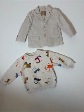 Mayoral Baby Boys 2 Pc Blazer & Sweatshirt Set 9M 74cm Cars Print Outfit